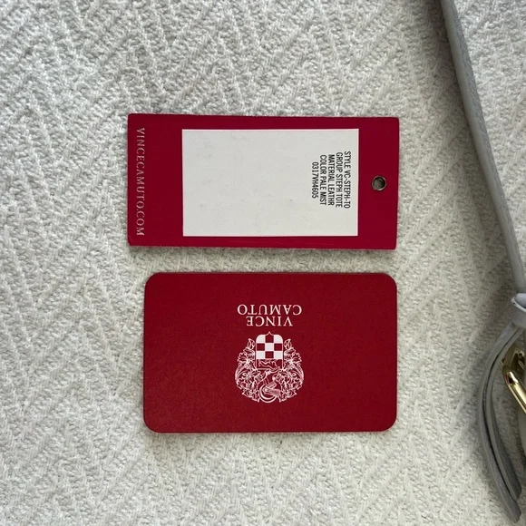 Vince Camuto Convertible Pale Mist Gray Leather Pleated Tote Steph - Picture 10 of 12